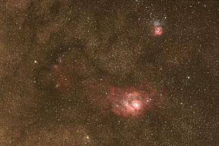Region Around The Lagoon (M8) and Trifid Nebulae (M20) in Sagittarius