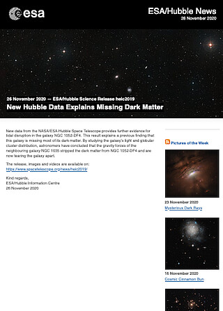 ESA/Hubble Science Release heic2019 - New Hubble Data Explains Missing Dark Matter