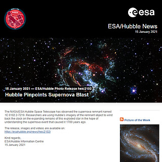ESA/Hubble Photo Release heic2102 - Hubble Pinpoints Supernova Blast
