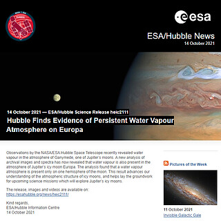 ESA/Hubble Science Release heic2111 - Hubble Finds Evidence of Persistent Water Vapour Atmosphere on Europa
