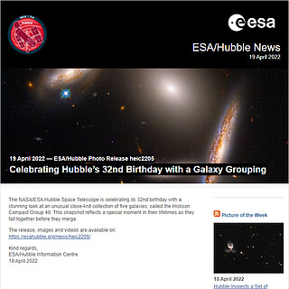 ESA/Hubble Photo Release heic2205 - Celebrating Hubble’s 32nd Birthday with a Galaxy Grouping
