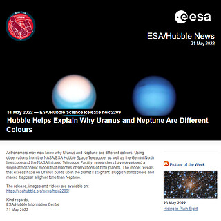 ESA/Hubble Science Release heic2209 - Hubble Helps Explain Why Uranus and Neptune Are Different Colours