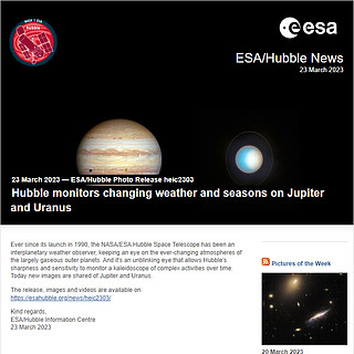 ESA/Hubble Photo Release heic2303 - Hubble monitors changing weather and seasons on Jupiter and Uranus