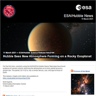 ESA/Hubble Science Release heic2104 - Hubble Sees New Atmosphere Forming on a Rocky Exoplanet