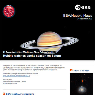 ESA/Hubble Photo Release heic2312 - Hubble watches spoke season on Saturn